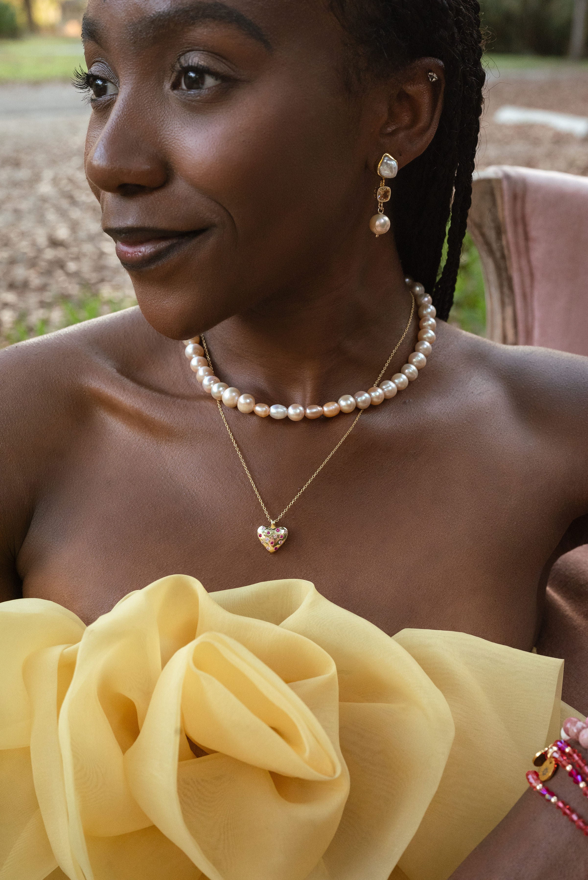 Natural pink pearls necklace