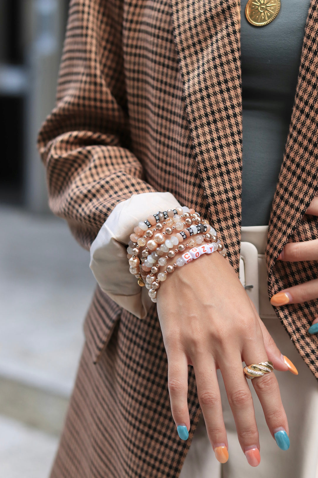 bronze pearl bracelet with rose gold filled for pumpkin spice