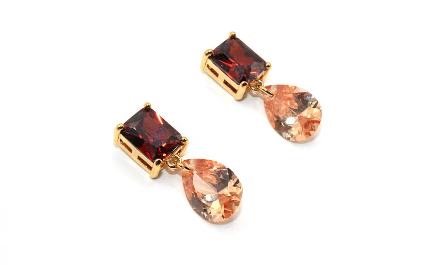burgundy and champagne cz fall earrings