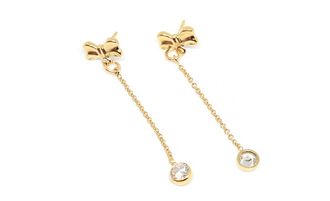 I'm Dreaming Of A Sparkly Christmas Gold Bow Earrings
