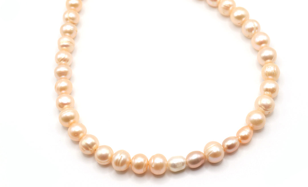 handmade peach pearl choker