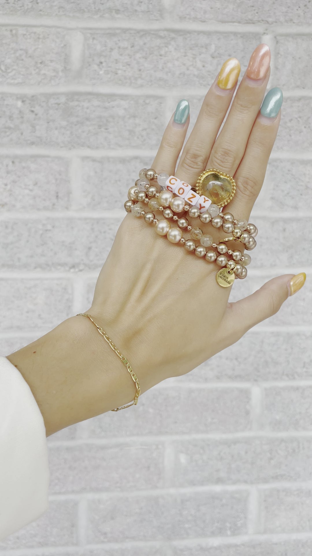 bronze pearl bracelet with rose gold filled for pumpkin spice