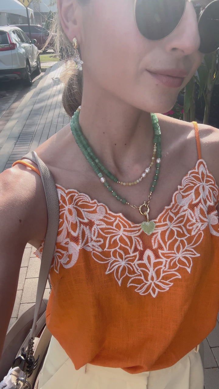 summer colorful choker with yellow and green gemstones