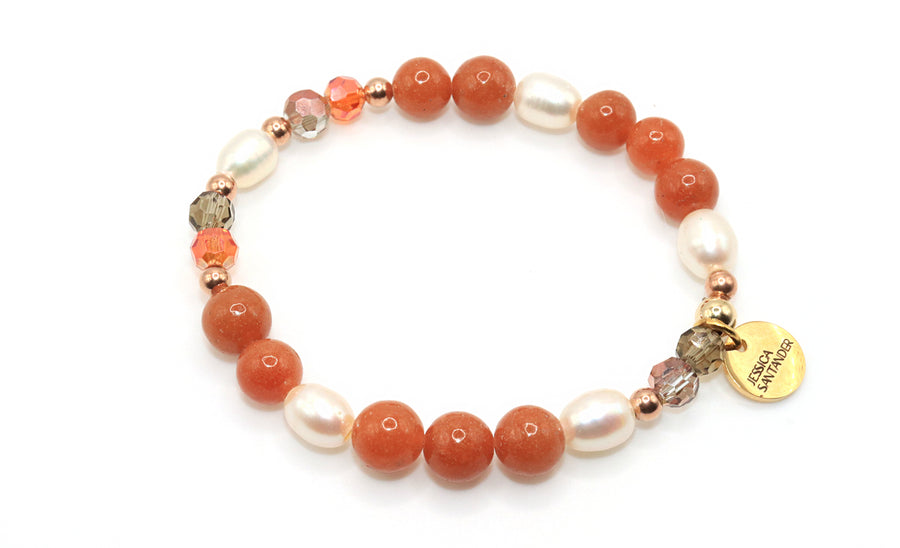 pumpkin spice love bracelet 6th yr with pearl and fall beads
