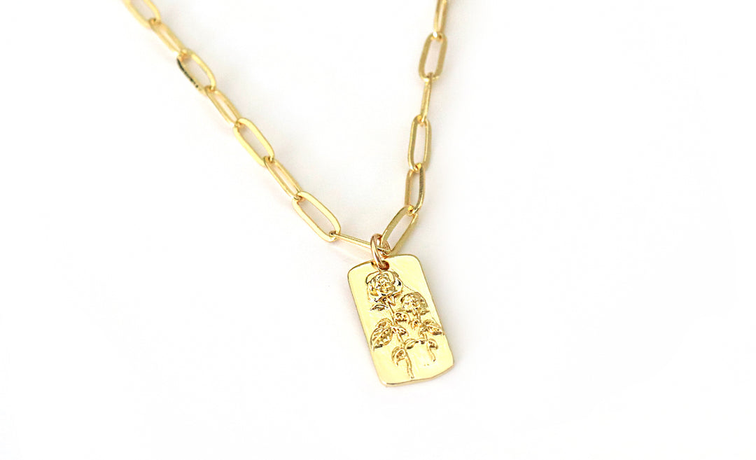 rose tag pendant necklace