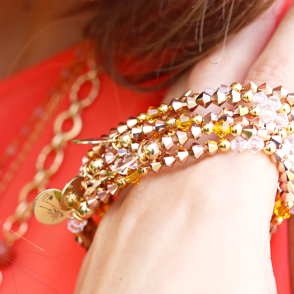 rose gold beaded bracelet handmade in Tampa, FL 