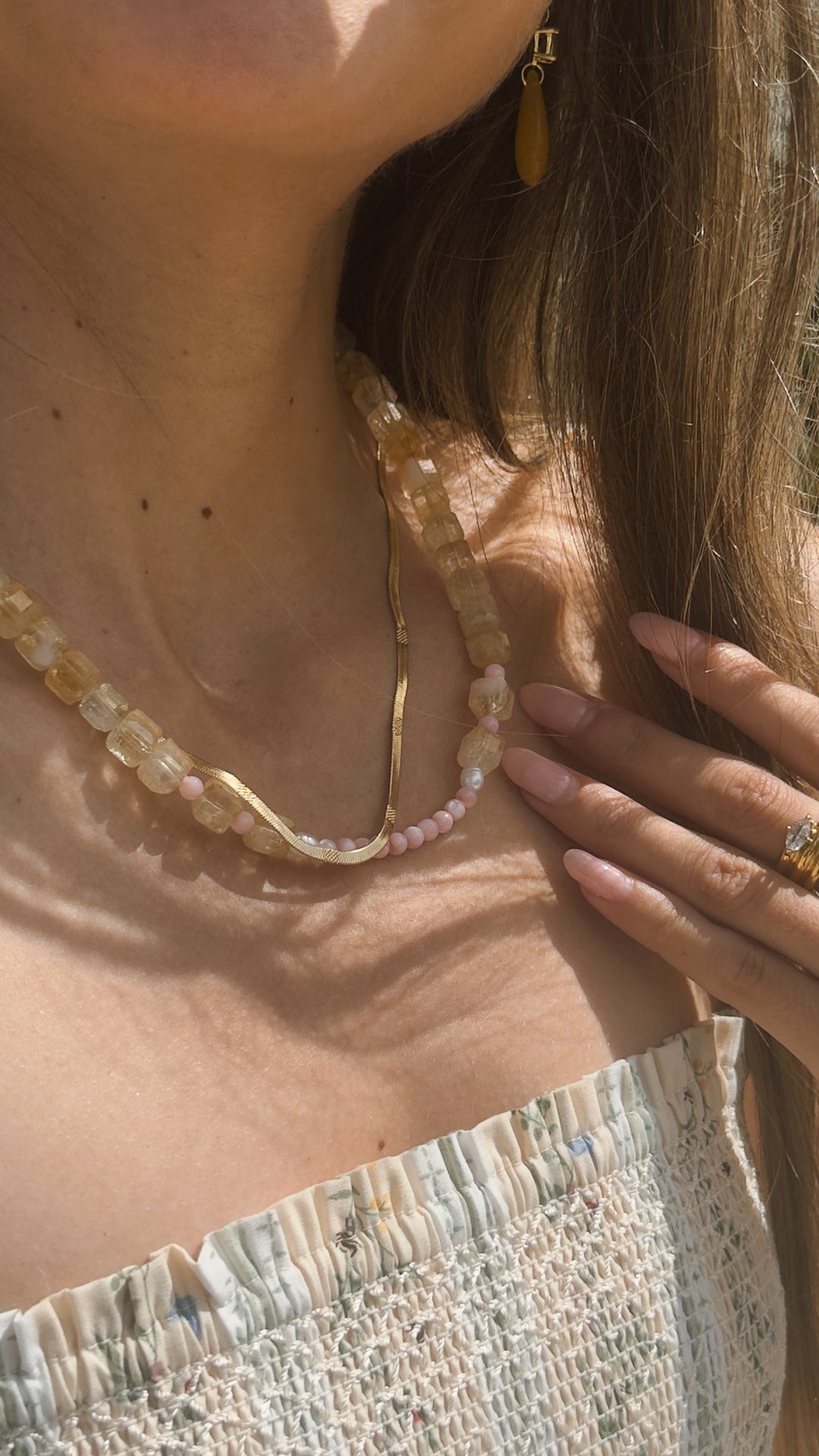 Sophia Citrine and Pearls Choker