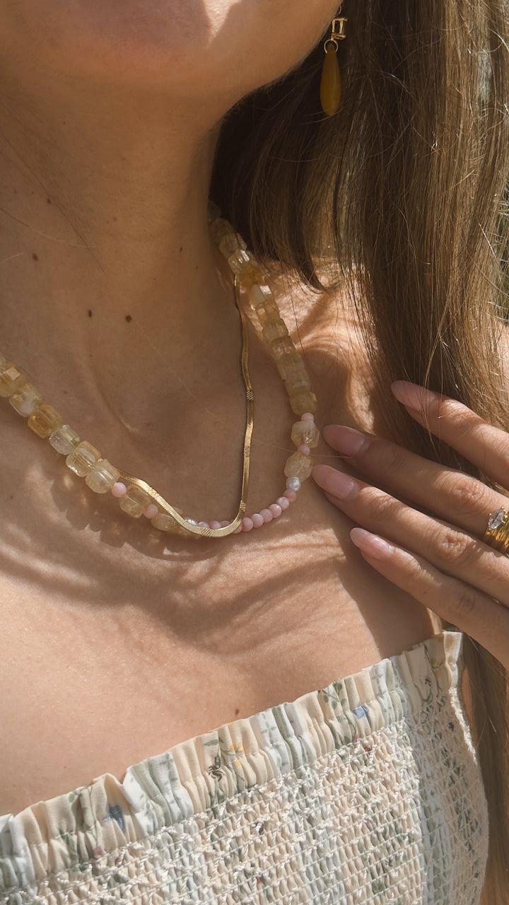 Sophia Citrine and Pearls Choker