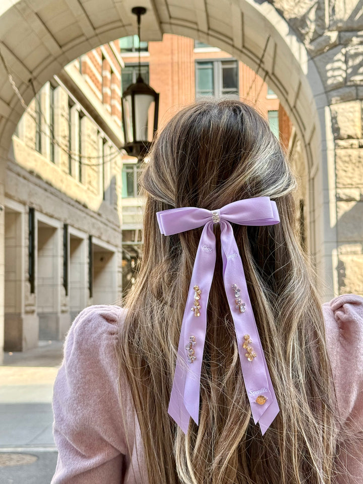 Purple hair how with rhinestones 