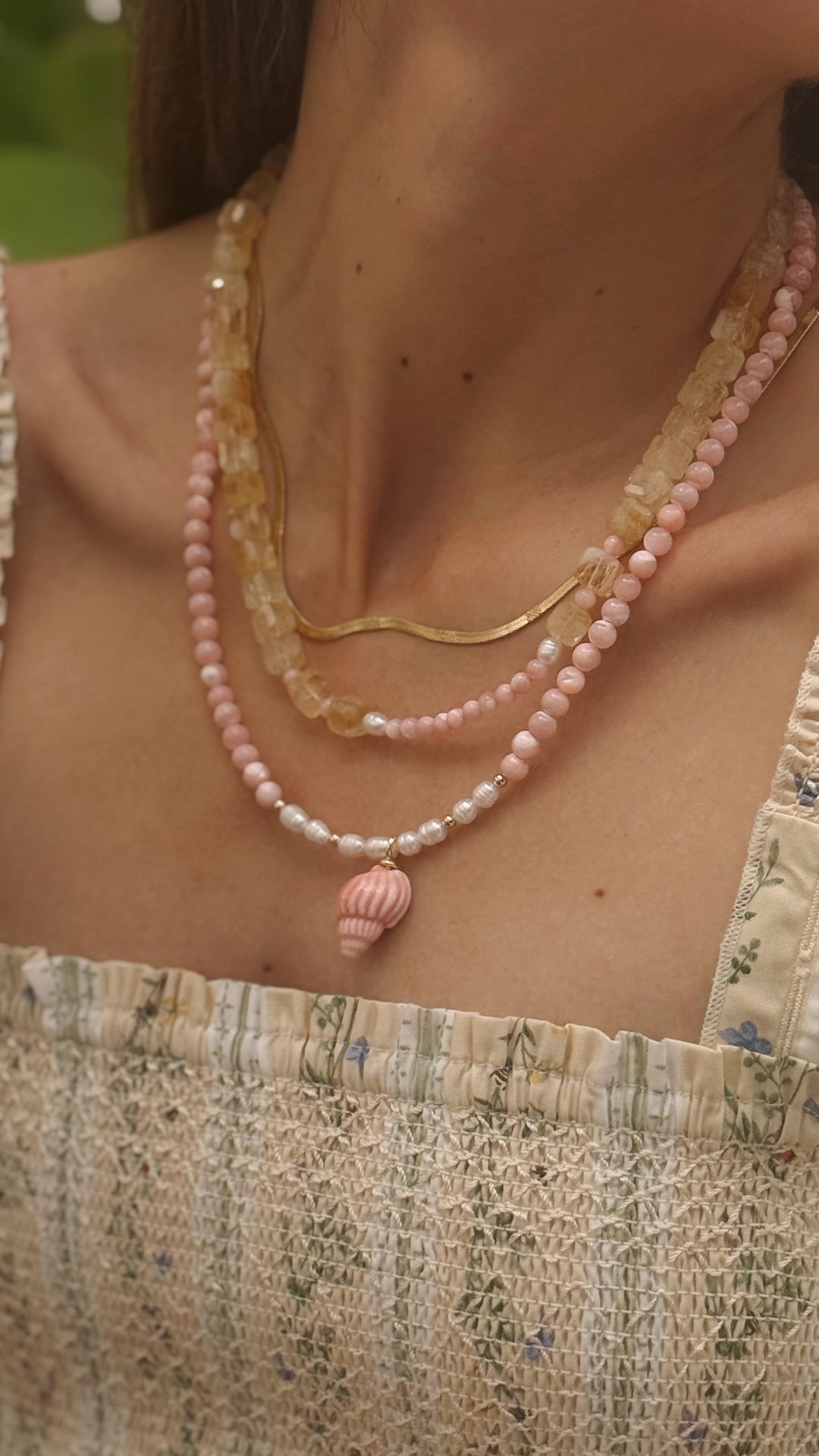Sophia Pink Pearl Conch Shell Necklace