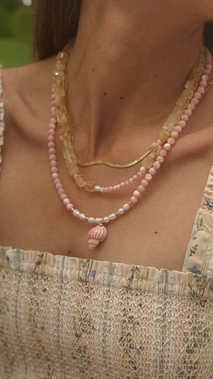Sophia Pink Pearl Conch Shell Necklace