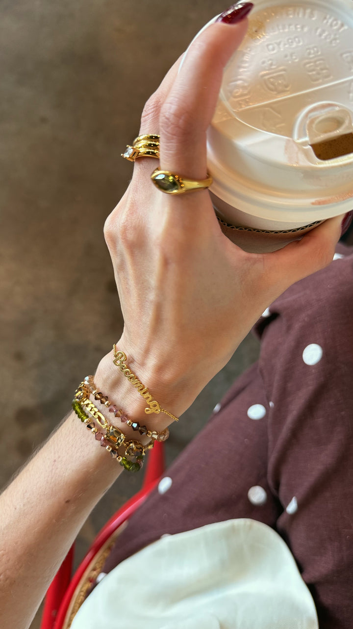Jaclynn Olivine & Smoky Topaz Gold Bracelet