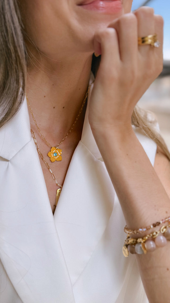 Golden Flower Petal Necklace