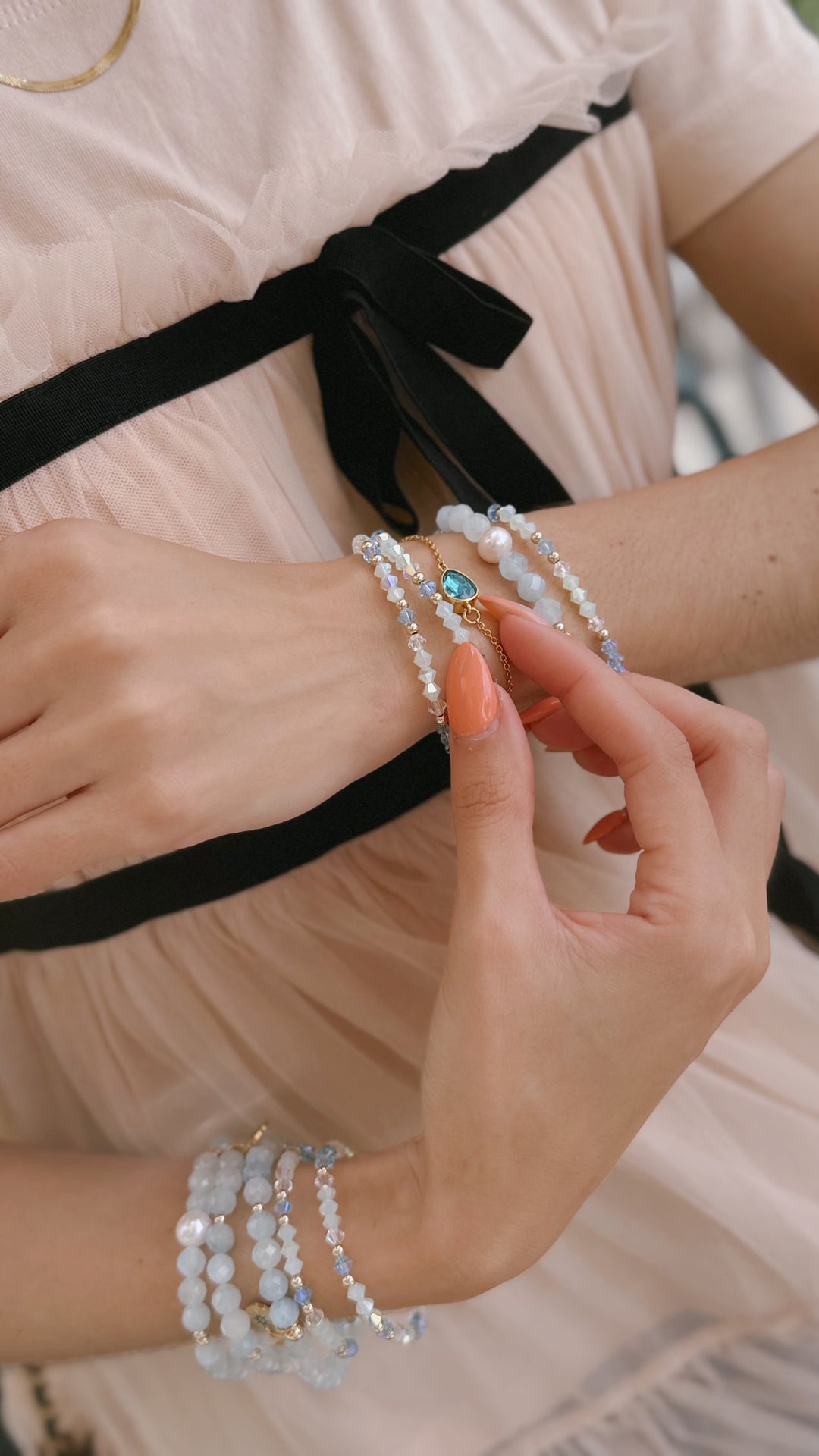 Aqua Bloom Crystal Bracelet
