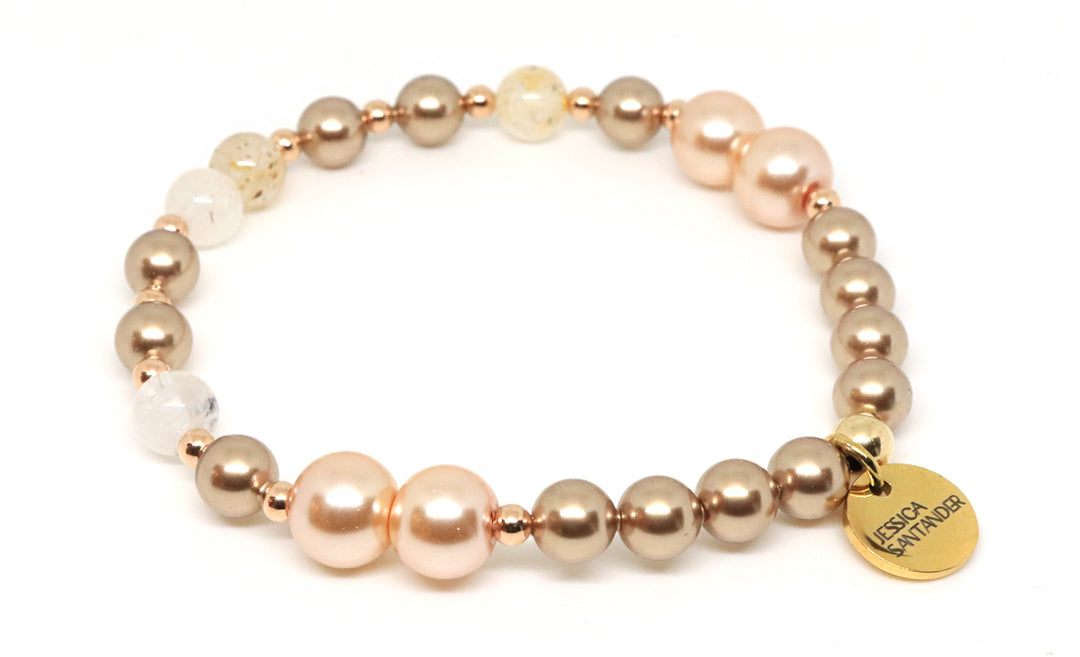 bronze pearl bracelet with rose gold filled for pumpkin spice