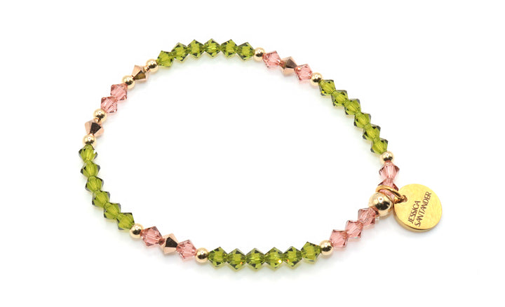The Fifth Avenue Soft Mauve and Olivine Crystal Bracelet