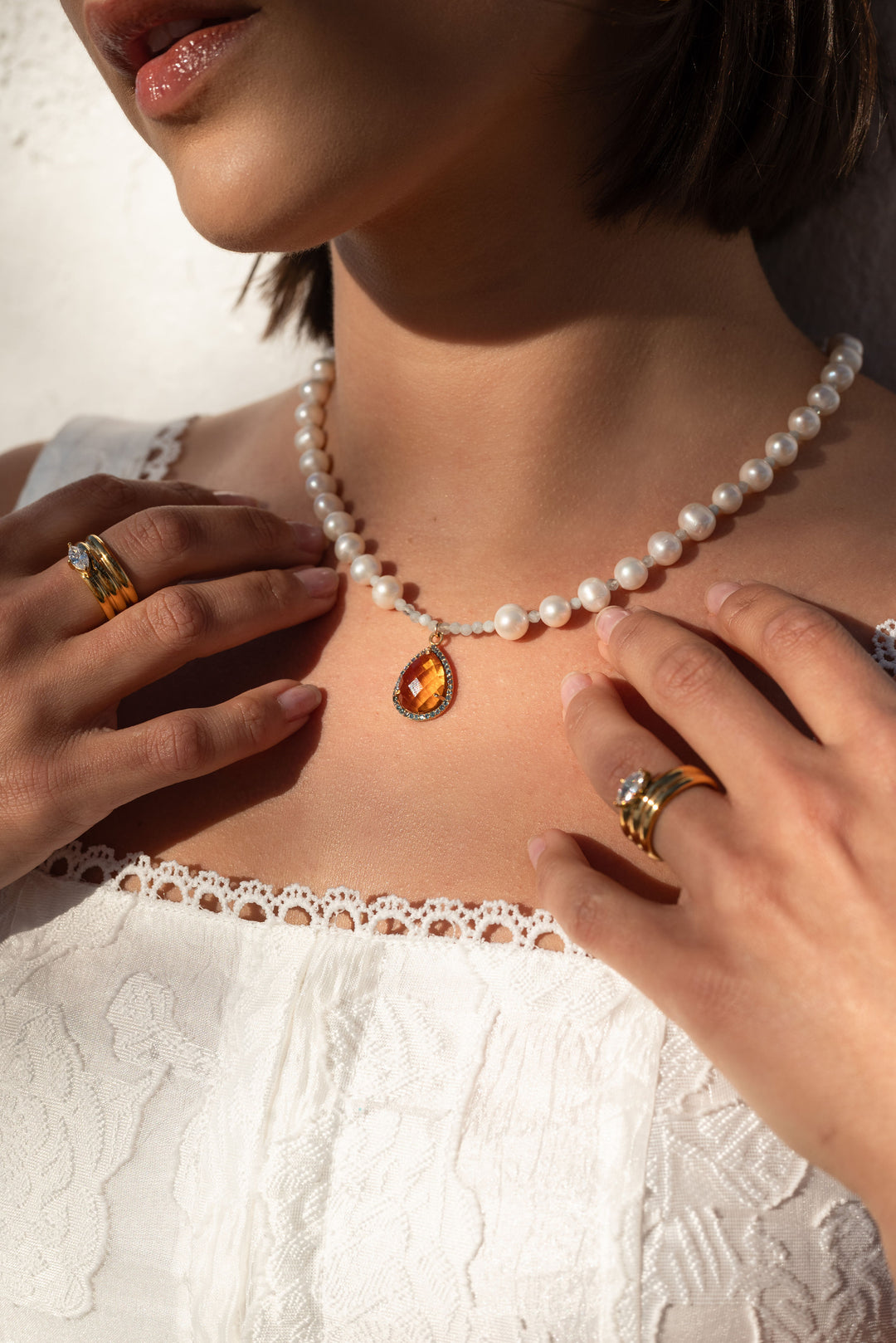Emma Citrine and Pearls Necklace