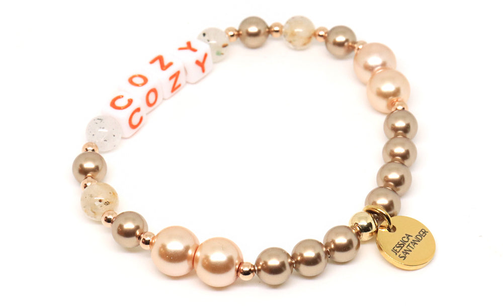 bronze pearl bracelet with rose gold filled for pumpkin spice