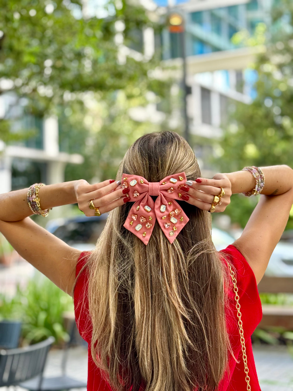 dusty rose fall hair bow clip jessica santander