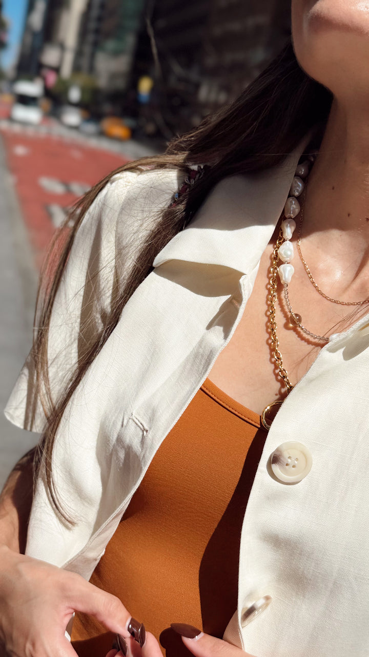 Jaclynn Baroque Pearl & Smoky Topaz Choker