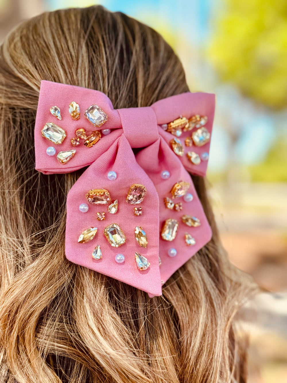 Pink bow barrette for hair accessories 