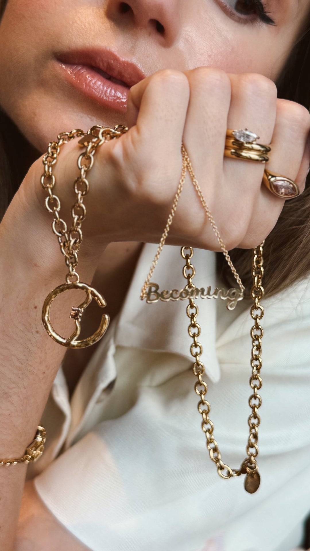 Becoming Gold Medallion Necklace