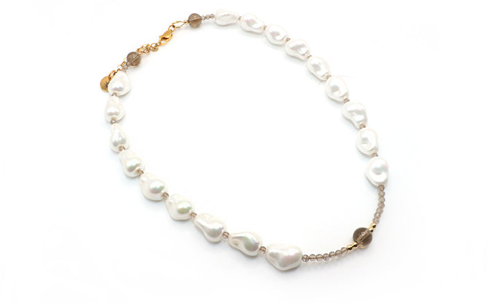Jaclynn Baroque Pearl & Smoky Topaz Choker