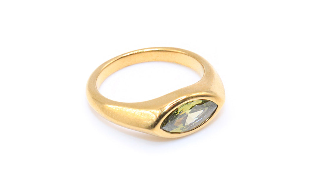 The Quiet Confidence Olivine Green Gold Ring