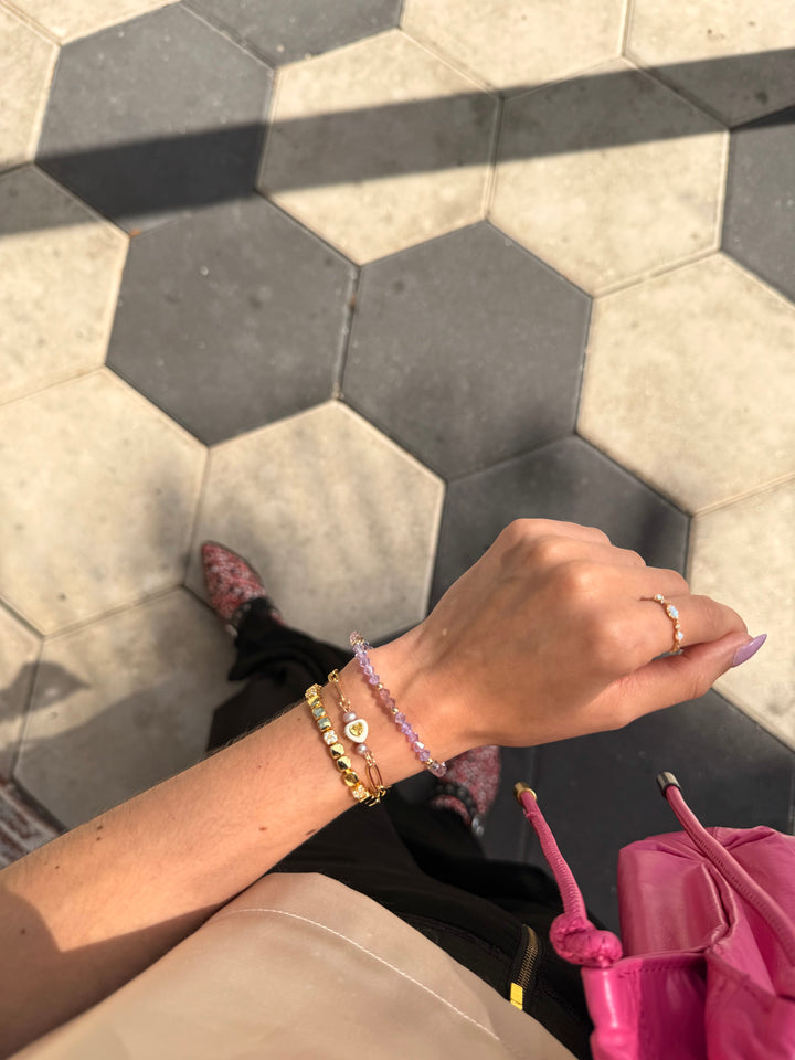 Gold and clear cubic zirconia tennis bracelet Jessica Santander 