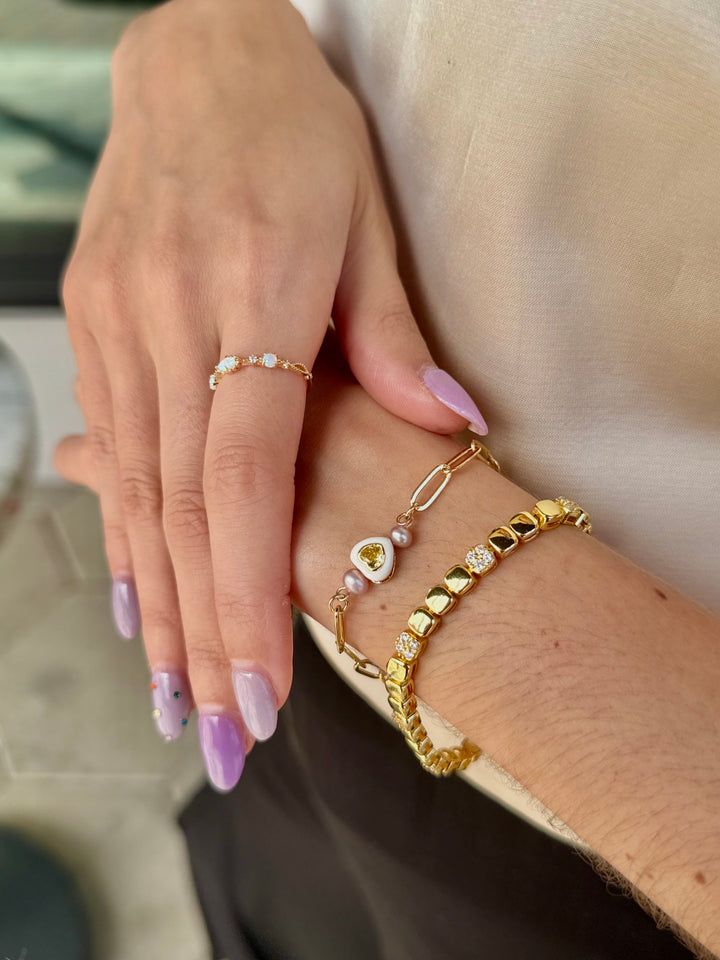 Gold tennis with clear cz bracelet 