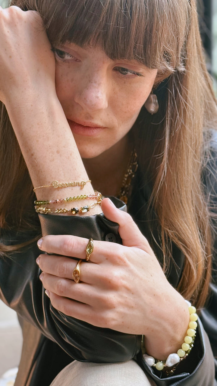 The Fifth Avenue Soft Mauve and Olivine Crystal Bracelet