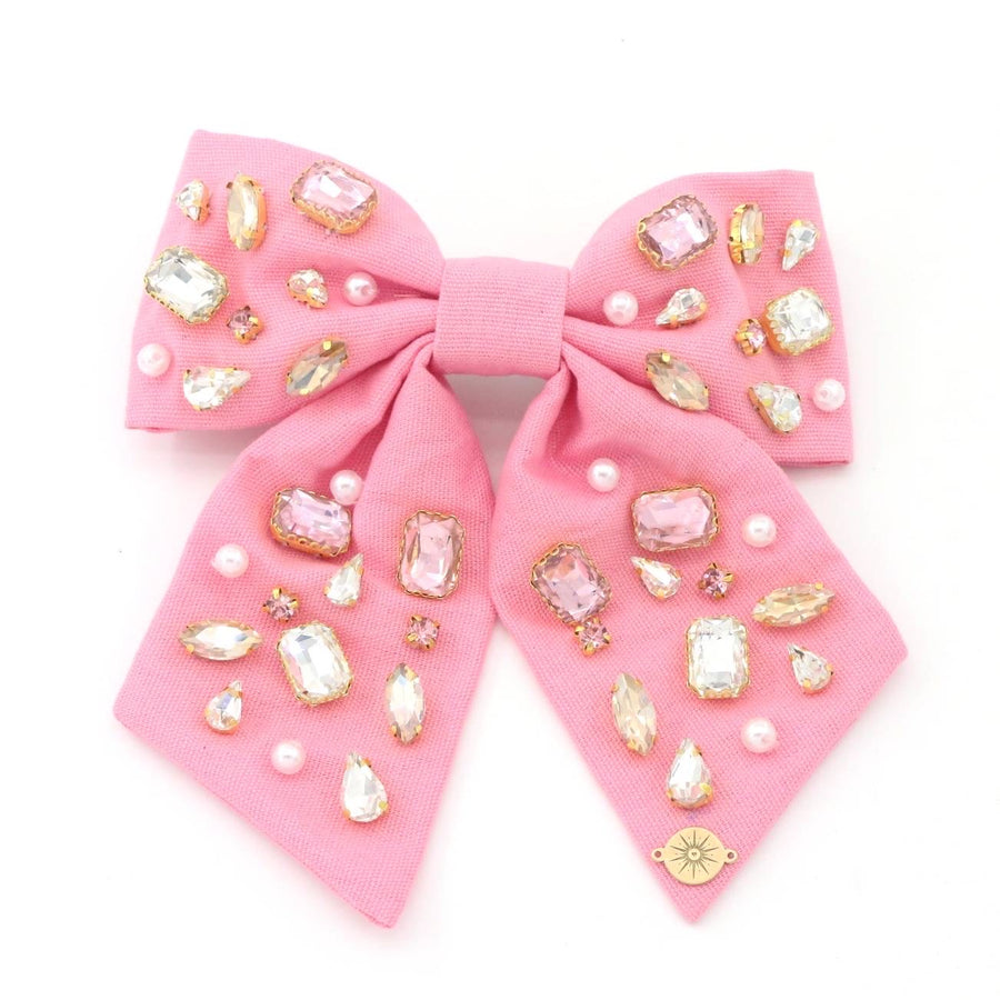 pink bow barrette 