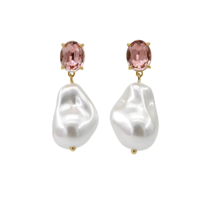 The Fifth Avenue Soft Mauve and Baroque Pearl Earrings