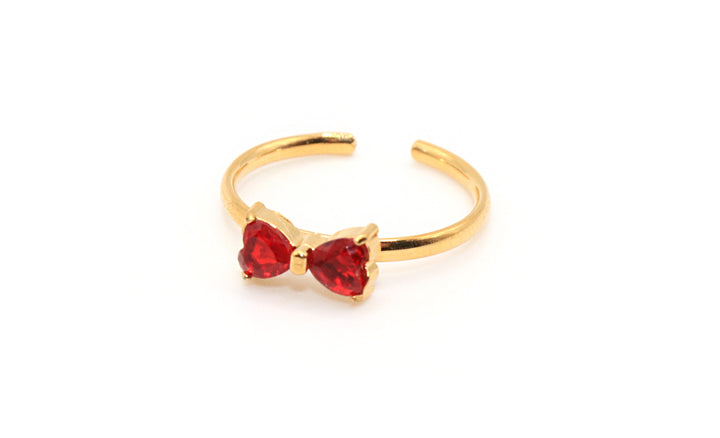 Red Holly Bow Adjustable Ring