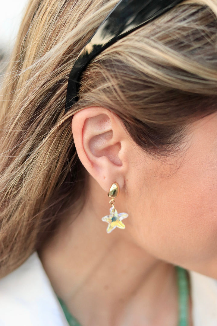 clear starfish earrings gold-flled and hypoallergenic summer jewelry