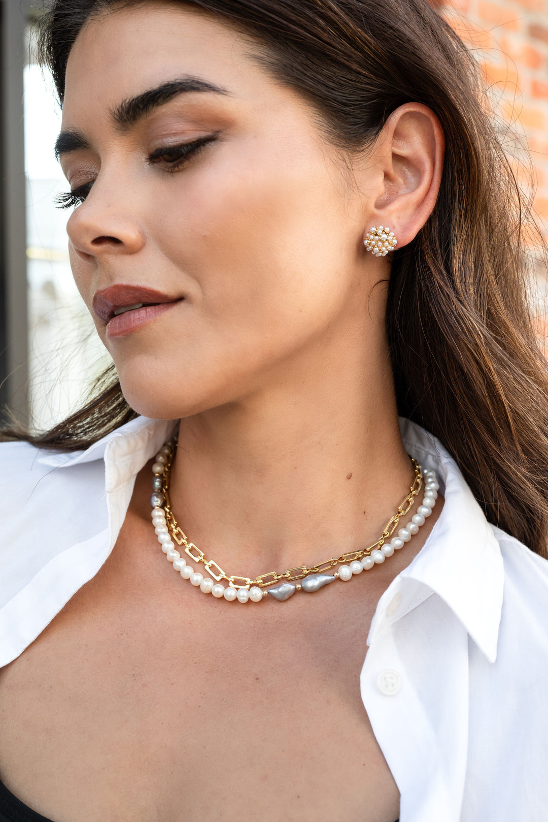 white and gray pearl choker jessica santander