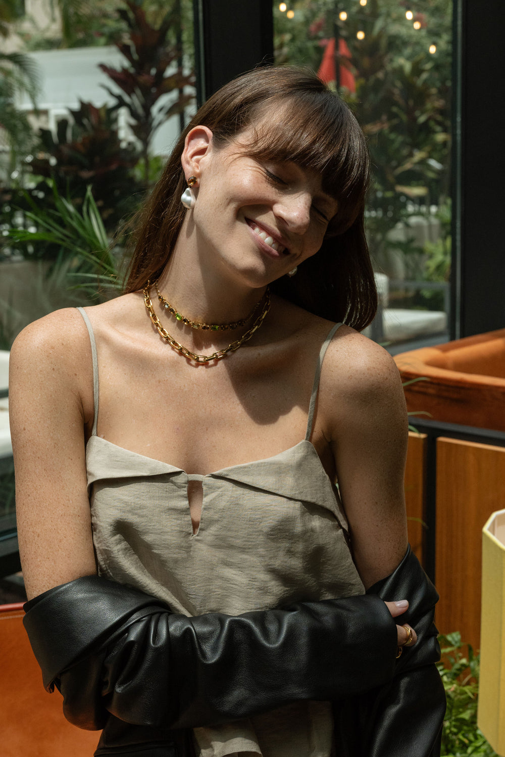 chunky gold paperclip necklace stainless steel