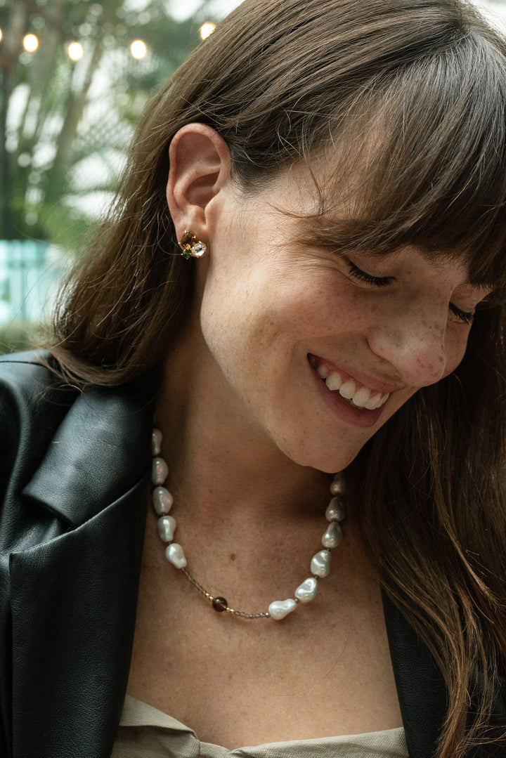 Jaclynn Baroque Pearl & Smoky Topaz Choker