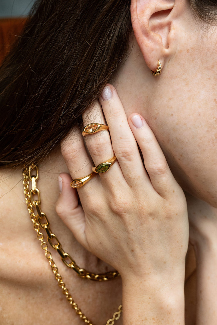 luxury mini gold huggie hoops with smoky topaz