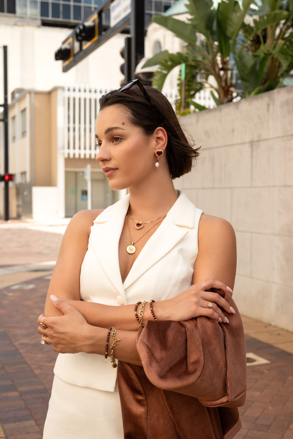 burgundy heart cz earrings with pearl statement jewelry chic