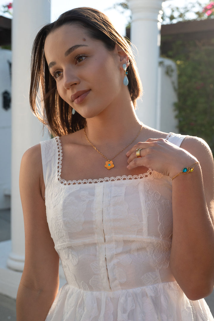 Aqua Bloom Drop Earrings