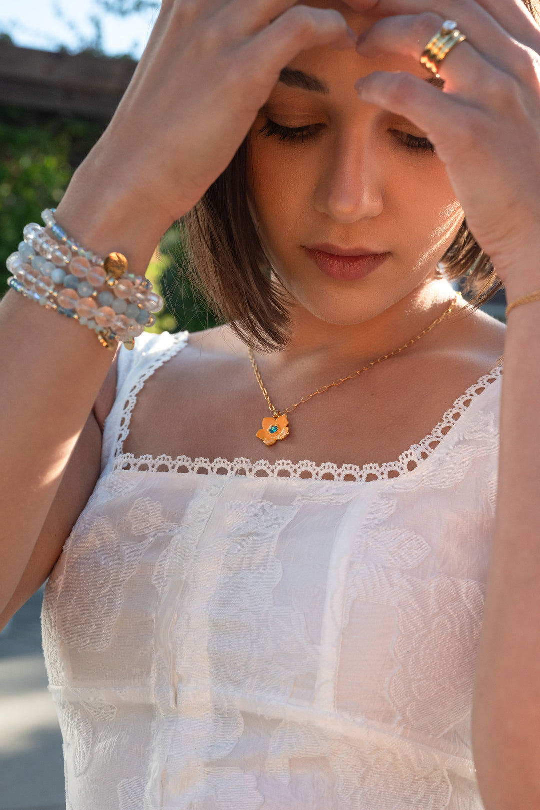 Golden Flower Petal Necklace