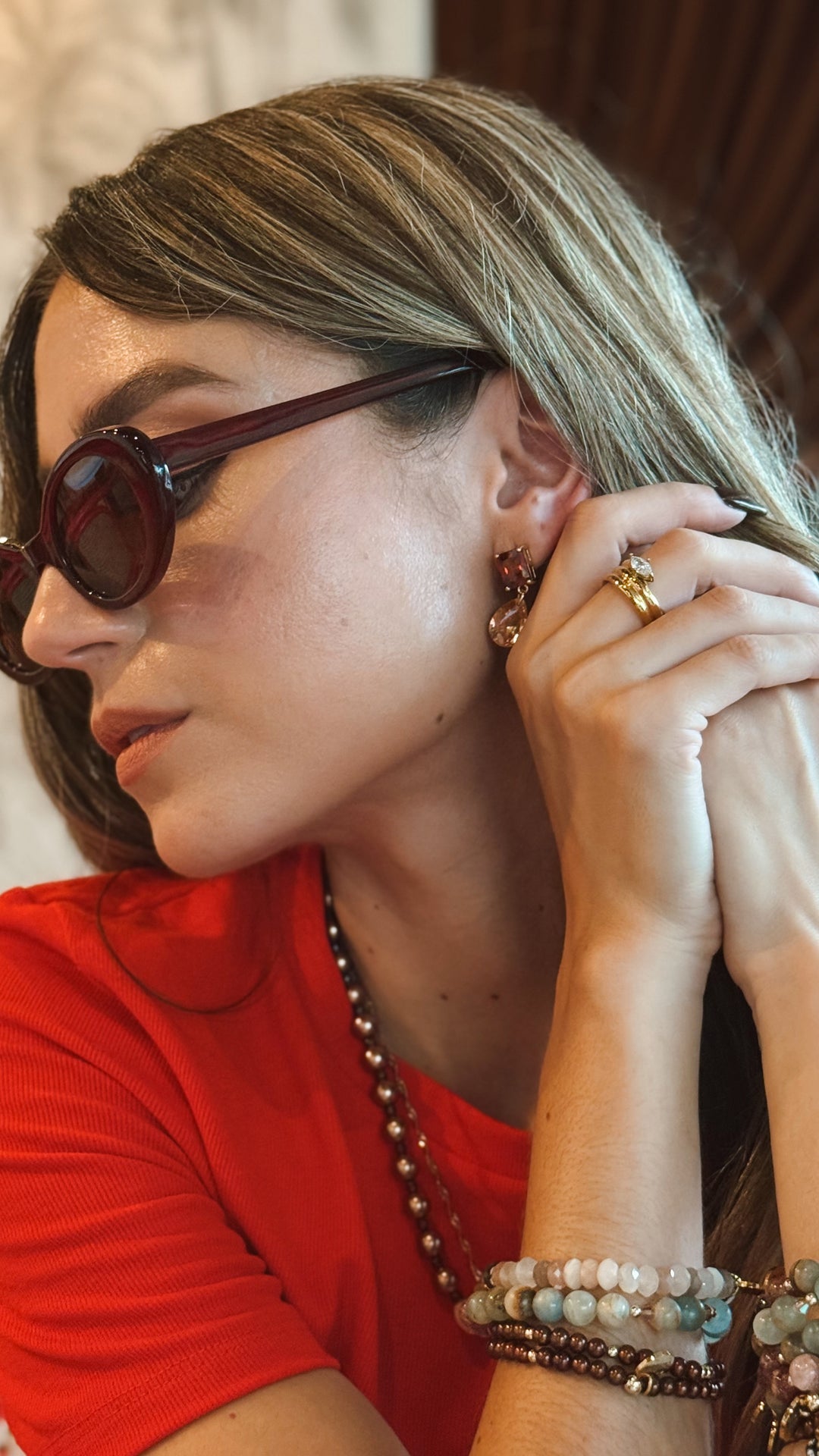 burgundy red earrings