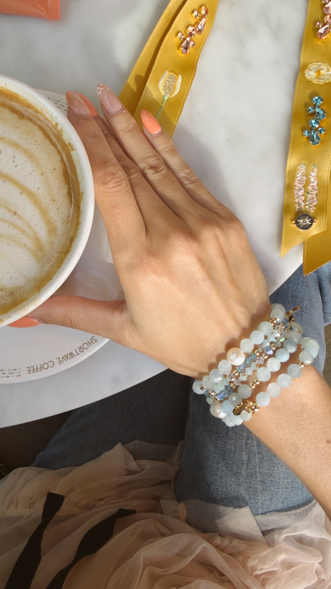 dainty bright blue gemstone stack bundle