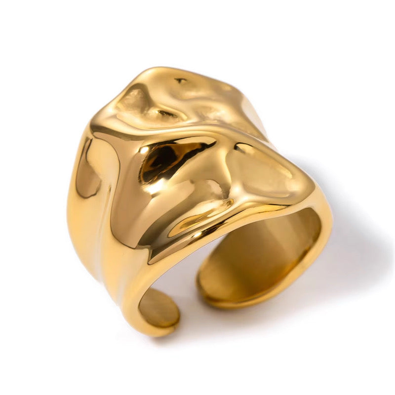 beach wavy gold ring adjustable waterproof