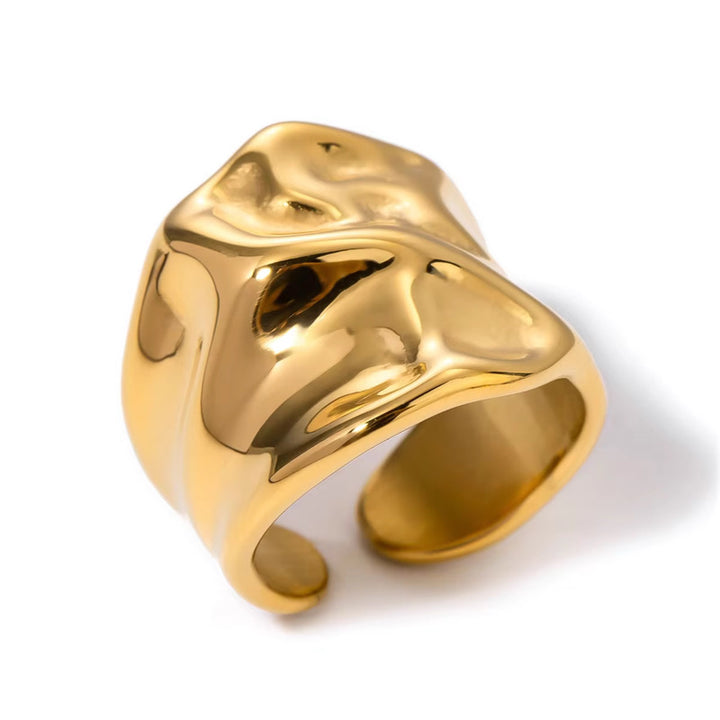 beach wavy gold ring adjustable waterproof