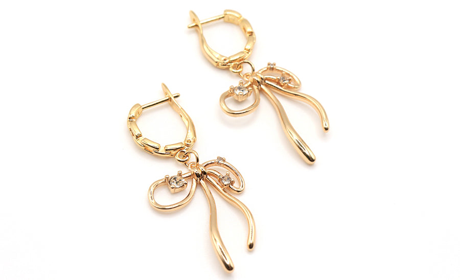 gold plated bow know earrings