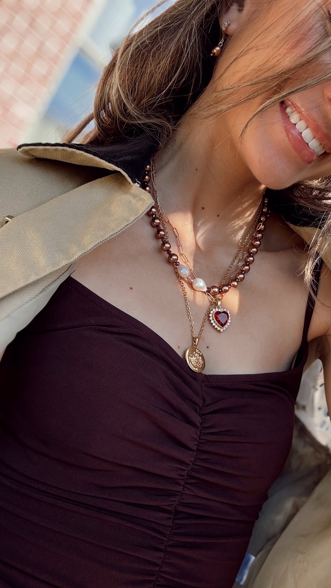 burgundy fall heart necklace jessica santander