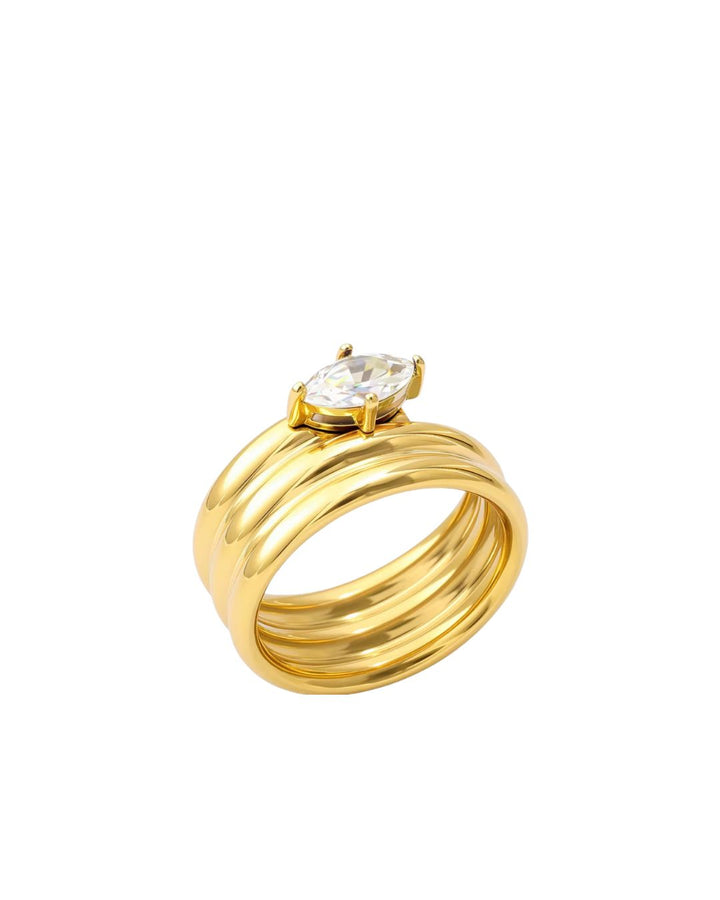 clear and gold marquise ring
