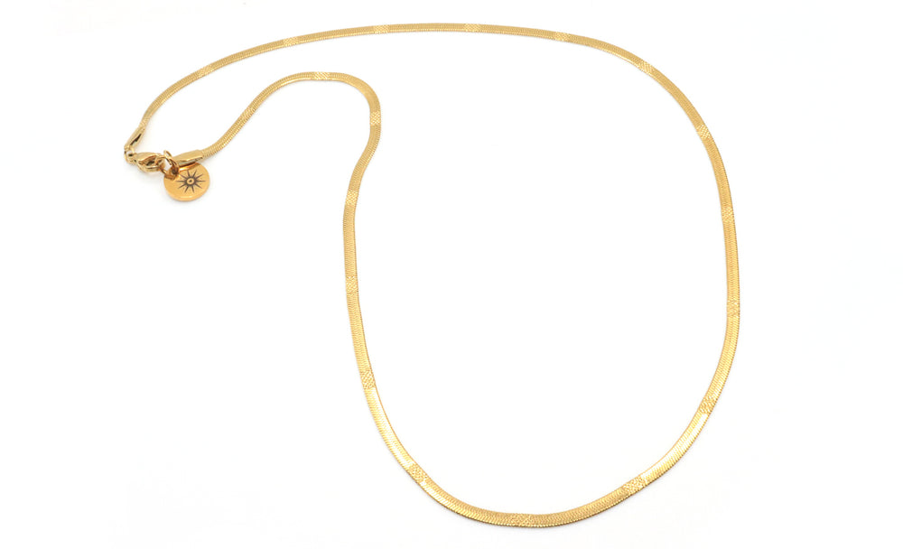 dainty gold herringbone necklace
